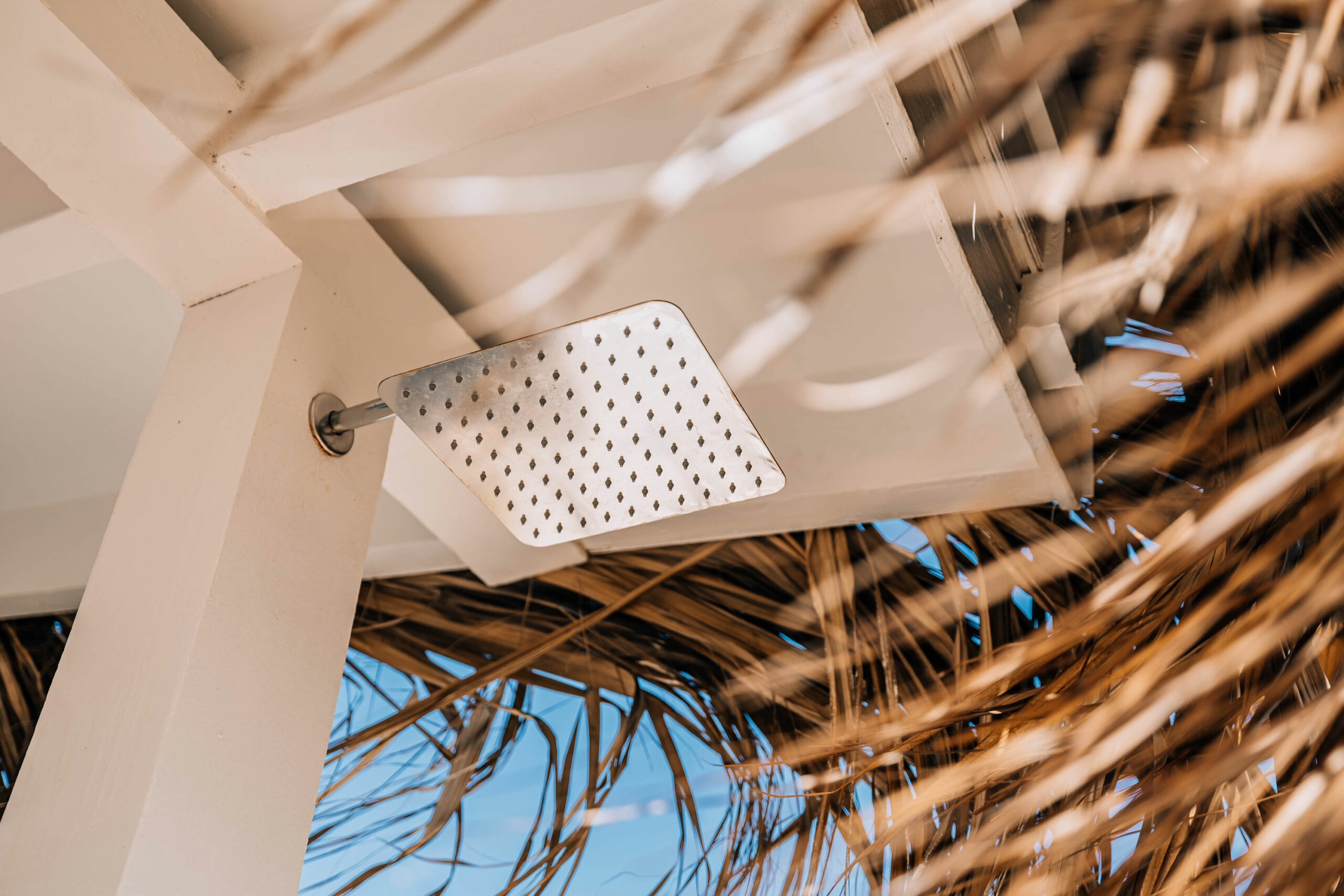 Outdoor shower at Sorobon Luxury Beach Resort